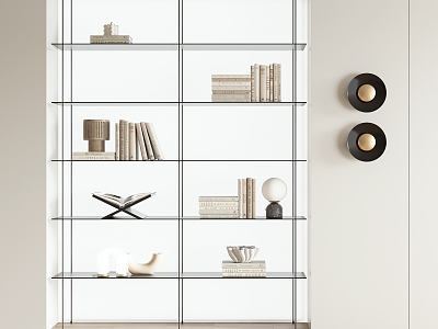 Modern Bookshelf Book Ornaments model