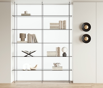 Modern Bookshelf Book Ornaments 3d model