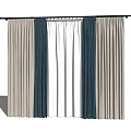 Modern Curtains Design with Beige Blue and White Layers for Home Window Decoration