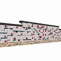 Cultural Chinese Red Fu Characters Decorative Wall With White Background And Stone Base