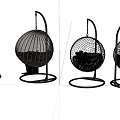 Modern Hanging Chairs With Rattan And Transparent Sphere Design Comfortable Cushions