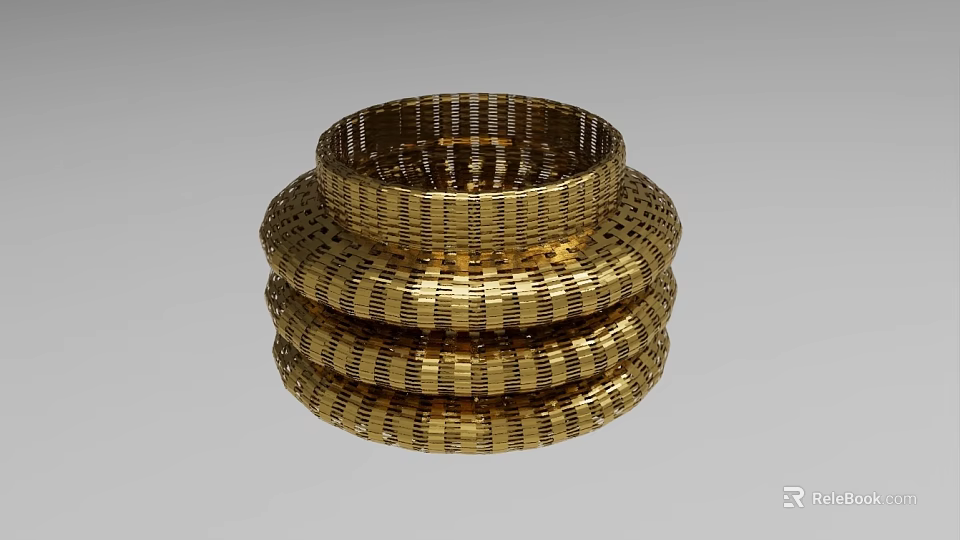 Elegant Golden Woven Stacked Rings Decorative Ornament Set for Home Decor 3d model 