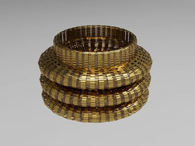 Elegant Golden Woven Stacked Rings Decorative Ornament Set for Home Decor 3d model