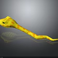 Yellow Snake With Orange Spots 3D Model On Dark Background With Reflection 3d model