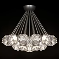 Modern Crystal Chandelier With Sleek Metal Rods And Sparkling Decorative Balls