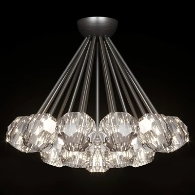 Modern Crystal Chandelier With Sleek Metal Rods And Sparkling Decorative Balls 3d model
