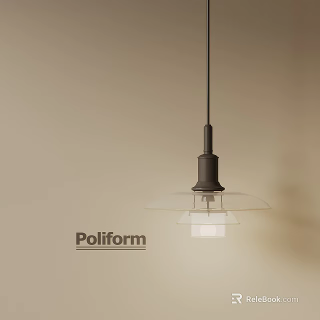 Poliform Pendant Light Modern Minimalist Design with Metal Base and Transparent Shade in Modern Interiors 3d model 