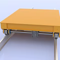 Industrial Orange Flat Cart on Metal Tracks for Heavy Load Transport