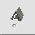 Canvas Camping Tent With Interior Bed Furniture And Wooden Poles Setup