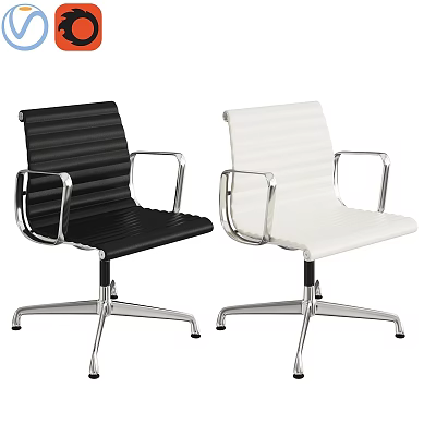 Modern Table And Chair Set In Black White With Sturdy Metal Frame Design 3d model