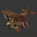 Handmade Wooden Biplane Model Showcasing Classic Aviation Craft Design