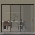 Black Glass Sliding Doors In Modern Dining Room With Table Chairs Vase And Pendant Light