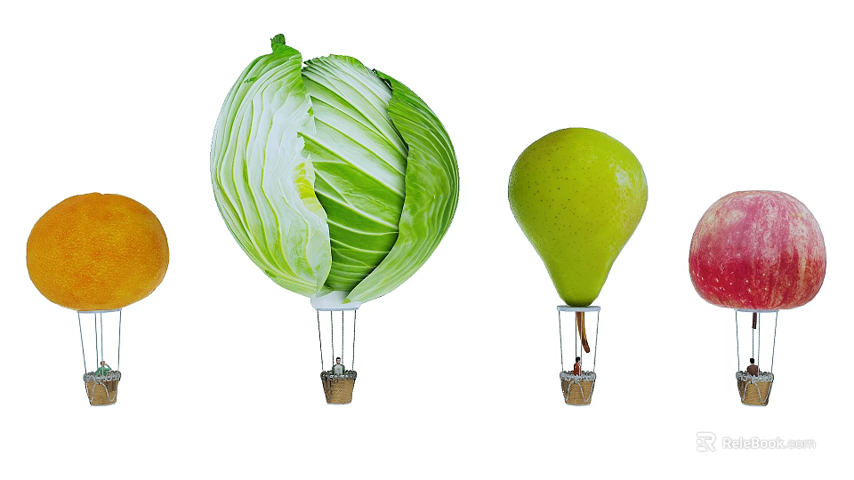 Fun Colorful Fruit and Vegetable Shaped Hot Air Balloon Amusement Equipment for Kids Play 3d model 