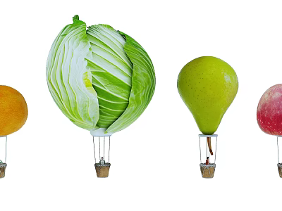Modern Hot Air Balloon Creative Fruits and Vegetables Hot Air Balloon 3d model