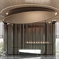 Elegant Modern Front Desk Reception Design With White Marble Counter And Ceiling Lighting 3d model