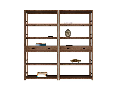 Antique Wooden Display Shelf With Shelves Drawers Books Sculpture And Decorative Items 3d model