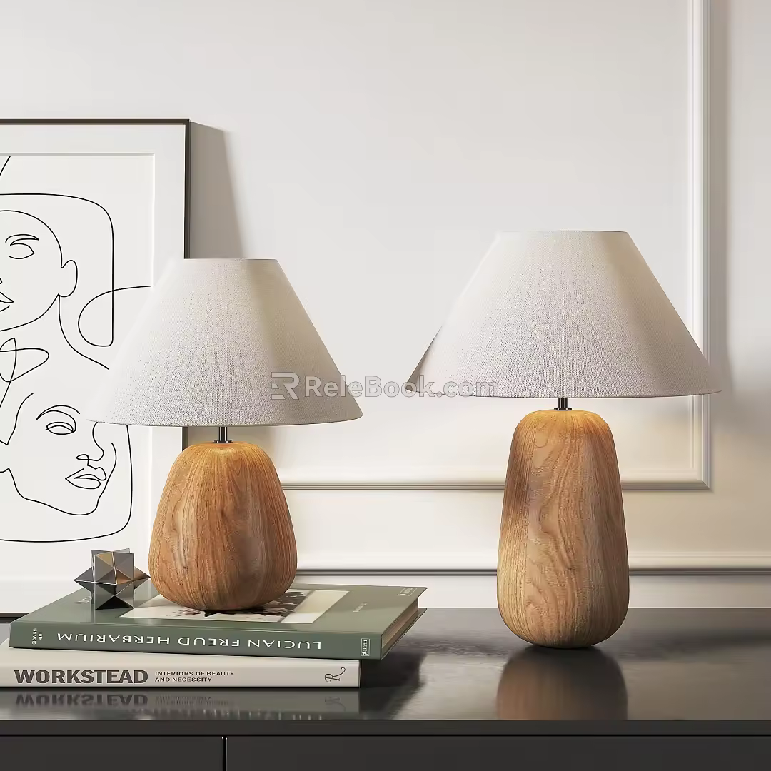 Modern Table Lamp Solid Wood Table Lamp 3d model