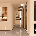 Modern Warm Toned Beauty Hair Salon Interior With Comfortable Bar Seats And Exquisite Display Shelves