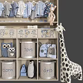 Adorable Baby Wardrobe With Cartoon Animal Decor Storage Baskets And Clothes Shelves
