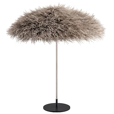 Fluffy Brown Fur Decorative Umbrella Like Structure With Metal Pole 3d model