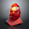 Game and Movie Character with Red Hair Beard Blue Face Tattoo Smoking Cigarette Fierce Expression