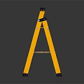 Yellow Folding Step Ladder With Black Handrail Four Steps And Non Slip Feet