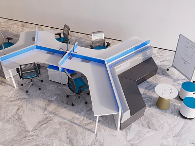 Modern multi-functional desk sofa negotiation area combination 3d model