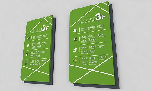 Modern signage school teaching building floor index 3d model