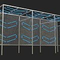 Modern Metal Mesh Structure With Blue Glowing Chevron Patterns And Frame Design 3d model