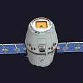 White Spacecraft Crew Capsule With Blue Solar Panels And Orbital Modules 3d model