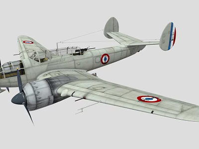 Vintage Fighter Aircraft with Propeller and Round Badges on Wings Gray Body and Classic Design 3d model