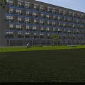 Modern Multi story School Building With Large Windows Balconies And Green Lawn