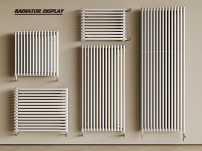 Various White Wall Mounted Radiators Display Different Home Heating Designs 3d model