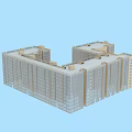 Modern Multi Storey Building Exterior With Glass Windows And Beige Structured Facade 3d model