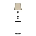 Beige Lampshade Floor Lamp With Black Decorative Pole And Sturdy Base