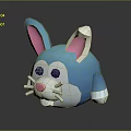 Cute Blue Rabbit Plush Toy With Pink Ears White Ear Tips Whiskers And Black Eyes
