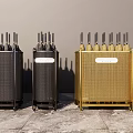 Stylish Umbrella Stand Living Supplies in Black and Gold Woven Design Arranged Together
