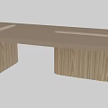 Modern Conference Table With Dark Brown Top Wooden Legs And Light Panels