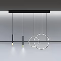 Modern Pendant Light With Geometric Circular Rings And Black Suspension Rods