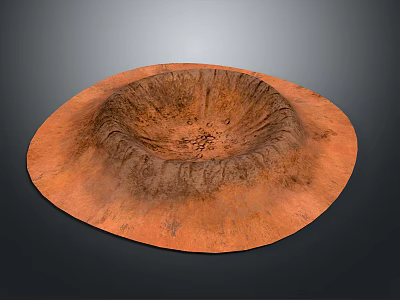 Scenic Red Brown Crater Like Landscape With Textured Circular Surface 3d model