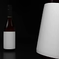 Three Dark Brown Wine Bottles With White Labels Against Black Background 3d model