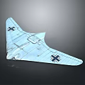 Light Blue Triangular Aircraft Model With Black Cross Markings On Wings And Simple Design