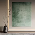 Modern Interior With Green Abstract Painting Black Vase And Dry Branches