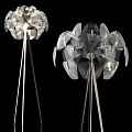 Elegant Modern Transparent Petal Shaped Floor Lamp With Silver Metallic Stand