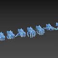 Modern Blue Polygonal Household Decorative Items Arranged In A Row