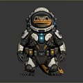 Cute Penguin In Futuristic Spacesuit With Mechanical Design And Glowing Elements On Gray Background
