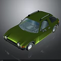 Green Vintage Car With Roof Rack And Shiny Exterior On Black Background
