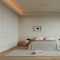 Minimalist Bedroom Interior Design With Neutral Linen Bed Bedside Tables And Wooden Chair