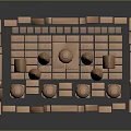Wooden Block Castle Architecture Featuring Multiple Towers Spire And Various Height Blocks