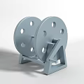 Gray Cable Reel With Circular Wheels Holes And Stand Base Structure 3d model